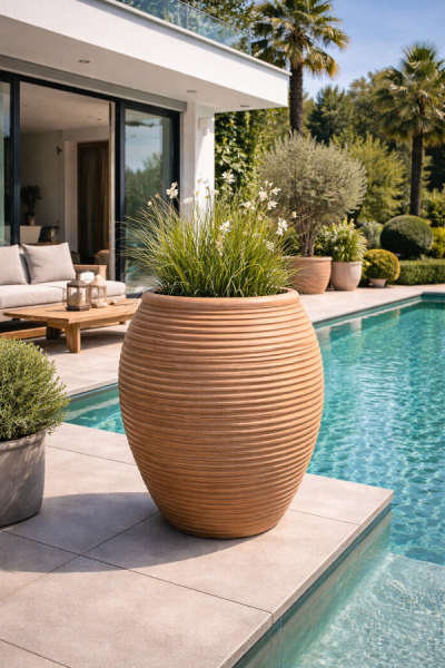 Grande amphore en terre cuite Impruneta – fabriquée à la main et résistante au gel